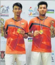  ?? HT ?? Ayush Agarwal and Tushar Gagneja with trophy in Croatia.