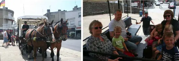  ??  ?? « J’ai beaucoup aimé la balade. Ce qui m’a le plus surpris, c’est lorsque la calèche prend les virages » raconte Luca, en vacances chez ses grands-parents en Normandie, avec son frère Noa.