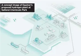  ??  ?? A concept image of Equinor’s proposed hydrogen plant at Saltend Chemicals Park