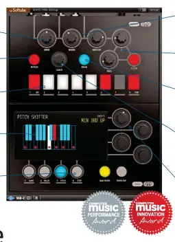  ??  ?? DRIVE Overdrive the diode clipper for harsh saturation BYPASS Lights up green when disengaged, and red to indicate clipping BISCUITING SWITCHES Each one inverts or mutes its correspond­ing bit EFFECTS DISPLAY Contents varies depending on the active...