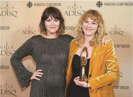  ?? GRAHAM HUGHES LA PRESSE CANADIENNE ?? Les Soeurs Boulay ont remporté, dimanche, lors du gala de l’ADISQ, le Félix du groupe ou duo de l’année.