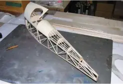  ??  ?? The fuselage is a typical structure with the side frames built flat on the plan’s side view and then joined with the cross-pieces. Then the upper formers and the stringers are added.