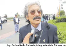  ??  ?? | Ing. Carlos Mello Nalvarte, integrante de la Cámara de Comercio e Industria de Ilo. |