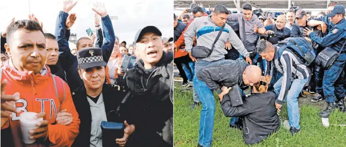  ?? LUIS CORTÉS/REUTERS ?? Patricia Trujillo, coordinado­ra de la Guardia Nacional, llegó al Centro de Mando de la PF para establecer una mesa de negociació­n, pero fue agredida.