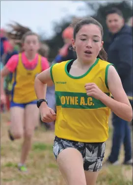  ?? Picture: Ken Finegan ?? Eabha Cosgrove, Boyne AC, finishes in second place in the Girls U-13 race at the Glenmore AC Cross Country programme held in Bush.