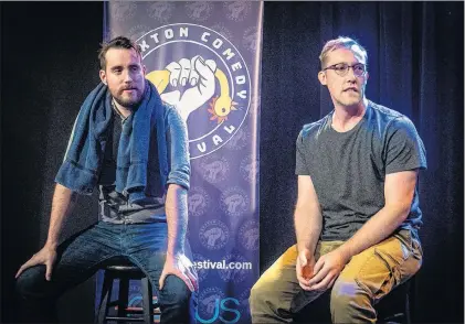  ?? SEAN JESSOME PHOTO ?? Scott Lloyd (left) and Mike Fardy during their improvised Hardy Boys-esque spectacle titled “Boyventure,” at the Braxton Comedy Festival in St. John’s.