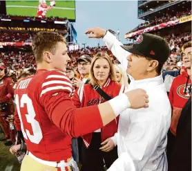  ?? Lachlan Cunningham/Getty Images ?? 49ers quarterbac­k Brock Purdy grew up playing baseball just like his father, Shawn, a former minor league pitcher who spent time in the Giants’ system.