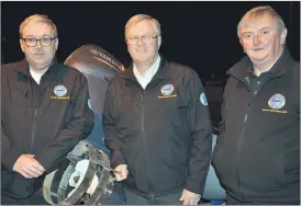  ?? (Pic: John Ahern) ?? Blackwater Search & Rescue personnel, who were in Araglin Hall last Friday night for a fundraisin­g fashion show, l-r: Ken Barry, Finbarr Murphy and Olan O’Farrell.