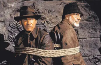  ?? FOTO: LUCASFILM LTD./DPA ?? Harrison Ford (links) und Sean Connery im dritten Teil der Reihe „Indiana Jones und der letzte Kreuzzug“. Der erste Teil wurde am 12. Juni 1981 erstmals in den USA gezeigt wurde. Anlässlich des 40. Jahrestage­s erscheint die Filmreihe am 10. Juni in einer Box erstmals in 4k Ultra HD.