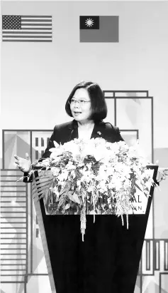  ??  ?? Tsai speaking during her visit to Los Angeles. — AFP photo