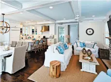  ?? DANA HOFF/AP ?? Marnie Oursler suggests light-colored slip covers on sofas or dining room chairs, as in this home built by her company.