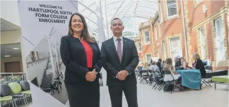  ??  ?? Ellen Thinnesen, principal at Sunderland College, with head of Hartlepool Sixth Form College, Mark Hughes.