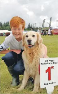  ?? 06_a33MAShow2­0 ?? Overall dog champion Woody with his pal Rory O’Neill, all the way from West Kilbride.