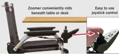  ??  ?? Zoomer convenient­ly rolls beneath table or desk Easy to use joystick control