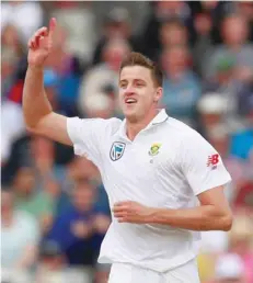  ?? — Reuters ?? South Africa’s Morne Morkel celebrates taking England’s Tom Westley.