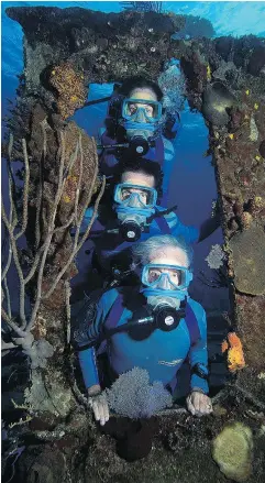  ??  ?? From top, Céline Cousteau, Fabien Cousteau and JeanMichel Cousteau show off the ocean’s splendour from Wonders of the Sea.