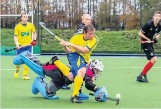  ??  ?? Star man Stephen Dick scored four as Shire brushed aside Stepps. Pictures: Robbie Preece