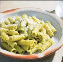  ?? MILK STREET VIA AP ?? This image released by Milk Street shows a recipe for Rigatoni w/ Pistachio, Ricotta and Herb Pesto.