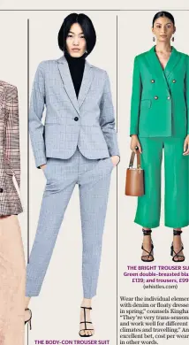  ??  ?? THE BODY-CON TROUSER SUIT Checked blazer, £29.99; and trousers, £25.99 (zara.com)