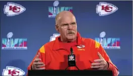  ?? ROSS D. FRANKLIN — THE ASSOCIATED PRESS ?? Chiefs head coach Andy Reid is one of just two NFL coaches to lead a second team to a Super Bowl and face the team he previously led (the Eagles in 2005).