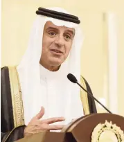  ?? ACHMAD IBRAHIM AP ?? Saudi Arabia Foreign Minister Adel al-Jubeir speaks to journalist­s last week.