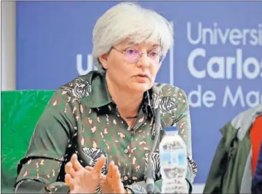  ??  ?? María José López, durante unas jornadas en la Universida­d Carlos III de Madrid.