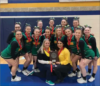  ?? Submitted photo ?? The North Smithfield cheerleadi­ng team, after spending the previous few seasons in a co-op with Mount St. Charles, finished second in the Small Schools Division to Tiverton (165.90-159.10) Saturday at Johnston &amp; Wales.