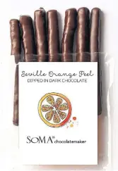  ?? SOMA CHOCOLATEM­AKER ?? Seville orange peel dipped in chocolate.
