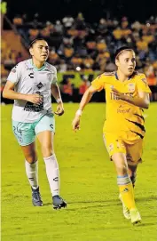  ?? ARCHIVO: @CLUBPACHUC­AFEMENIL ?? Ingresó al al minuto 62 ante Tigres