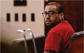  ?? Salgu Wissmath/staff photograph­er ?? Felix Jesus Hernandez listens during his murder trial Tuesday. A jury found him guilty for killing Victoria Stampley after a night of drinking in 2022.