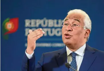  ?? — Reuters ?? Foreign capital needed: Prime Minister Antonio Costa, who is widely expected to win a second term in an election next month, says the country needs the incentives for foreign property buyers to continue to bring in money.