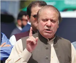  ?? (Faisal Mahmood/Reuters) ?? PAKISTAN’S PRIME MINISTER Nawaz Sharif appears in Islamabad last month.