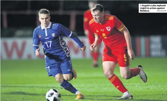 ?? Nick Potts/PA ?? Argyle’s Luke Jephcott (right) in action against Moldova