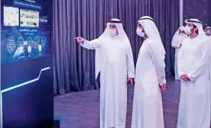  ?? — Wam ?? Sheikh Mohammed and Sheikh Hamdan get a briefing on Dewa’s Space-D project on Tuesday.
