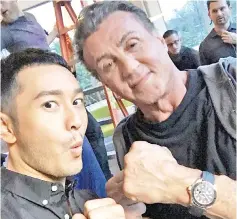  ?? — Instagram photo ?? Huang with Stallone. Stallone wrote on Instagram: “Starring with a very special and talented actor Huang Xiaoming!”