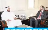  ??  ?? KUWAIT: Chairman of Kuwait’s (IICO) and Amiri Diwan advisor Dr Abdullah Al-Matouq meets with Chief of the UNRWA Donor Relations Division Marc Lassouaoui. — KUNA