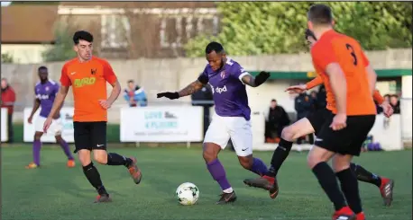  ??  ?? Hinckley AFC and NKF Burbage in action at the weekend. Picture: Mark Parsons