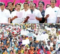  ?? ?? AIADMK leaders and cadre protest against the ruling DMK in Coimbatore on Monday