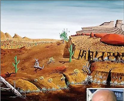  ??  ?? In dispute: The painting of a desert landscape, signed ‘Peter Doige’