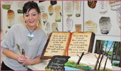  ??  ?? Kate O’Keeffe of Art on Slate pictured in her showroom in Ballydesmo­nd.