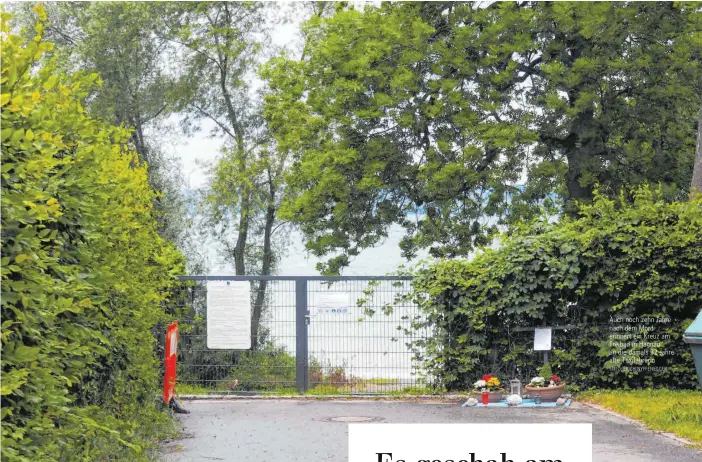  ?? FOTO: ERICH NYFFENEGGE­R ?? Auch noch zehn Jahre nach dem Mord erinnert ein Kreuz am Freibad in Hagnau an die damals 32 Jahre alte Taxifahrer­in