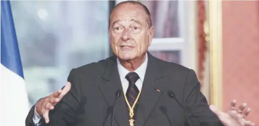  ??  ?? Le président Chirac en plein discours, au palais de l’Élysée, en septembre 2005. - Archives