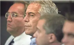  ?? UMA SANGHVI/PALM BEACH POST VIA AP ?? Jeffrey Epstein, as seen in court in 2008, pleaded not guilty in federal court in New York on Monday to sex traffickin­g charges.