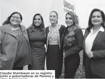  ?? ?? Claudia Sheinbaum en su registro junto a gobernador­as de Morena y otras funcionari­as.