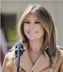  ?? AP FILE PHOTO ?? FEELING BETTER: First lady Melania Trump, seen at the White House on May 7, returned home from the hospital yesterday after undergoing a kidney procedure.