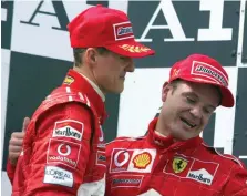  ??  ?? Schumacher e Barrichell­o hanno vinto cinque titoli Costruttor­i con la Ferrari