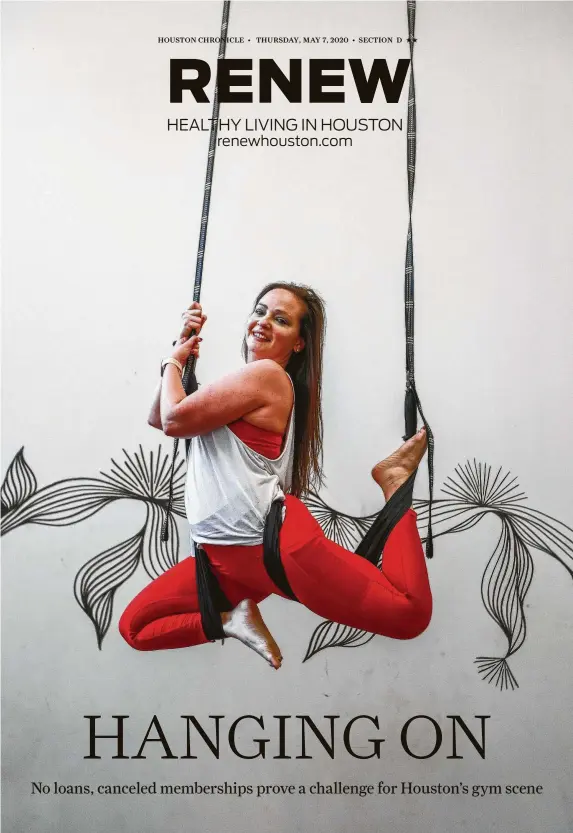  ?? Karen Warren / Staff photograph­er ?? Top: Republic Aerial Yoga owner Amanda Field had to shut down her studio and furlough instructor­s like Ariel Reetz (pictured) because of the coronaviru­s pandemic. Above: Christophe­r Boykins, owner of Glory Fitness, says he was denied various loans to keep his business open.