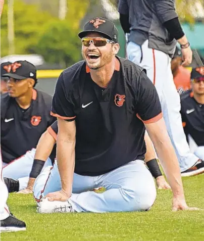  ?? LLOYD FOX/BALTIMORE SUN ?? Trey Mancini, pictured during spring training last season at the Ed Smith Stadium complex, enjoyed his first team workout since returning from his bout with cancer.