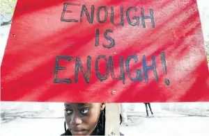  ?? Picture: ESA ALEXANDER ?? A young protester takes part in one of the rallies this week against SA’s culture of violence against girls and women. Renewed outrage was sparked by the murder of Uyinene Mrwetyana.