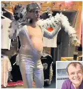  ??  ?? Glammed-up: Simon Gregson tried on a few different outfits. Inset, as Corrie fans know him.